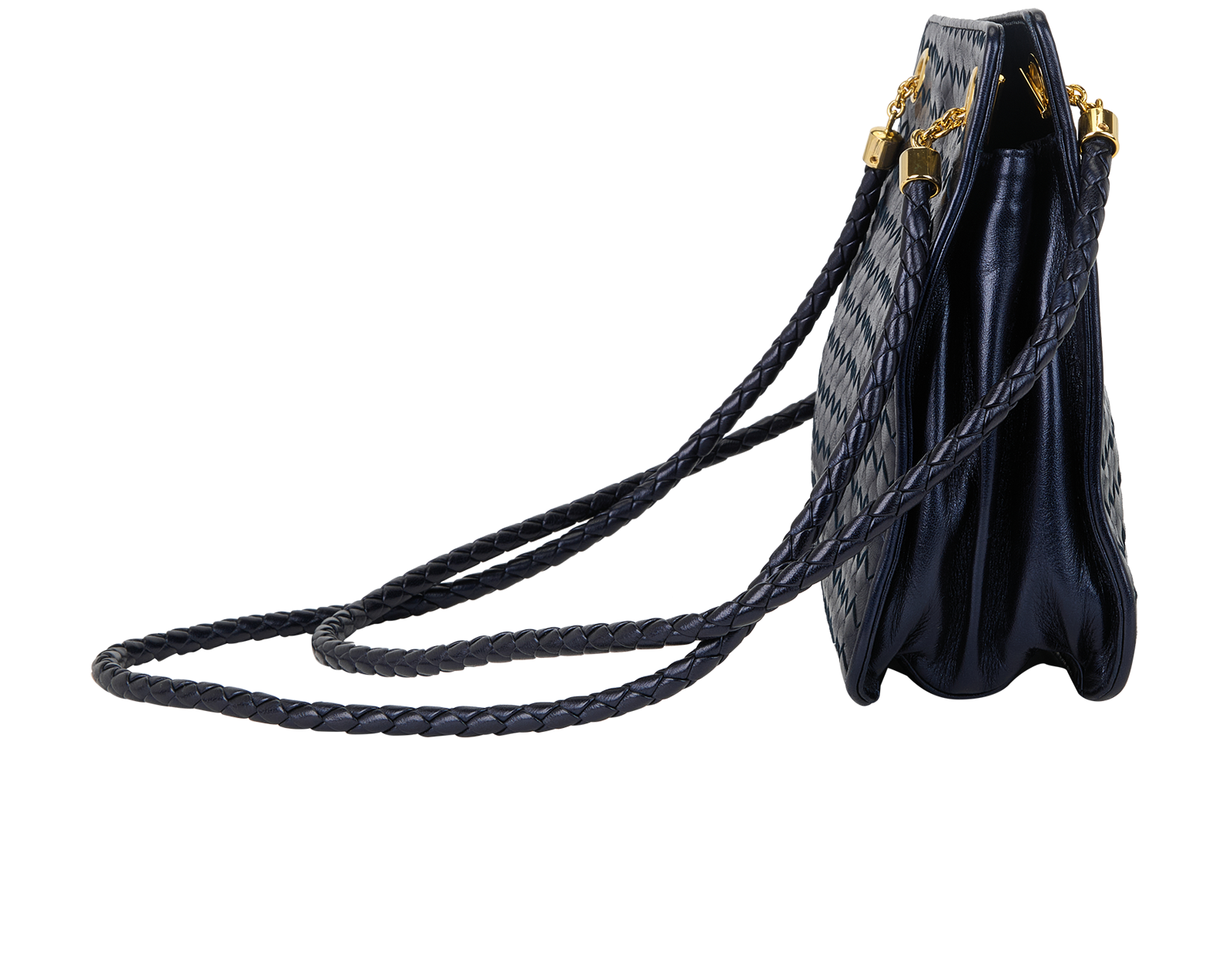 Vintage Intrecciato Shoulder Bag, &pound;350, Handbags, Blue, Leather, Side view